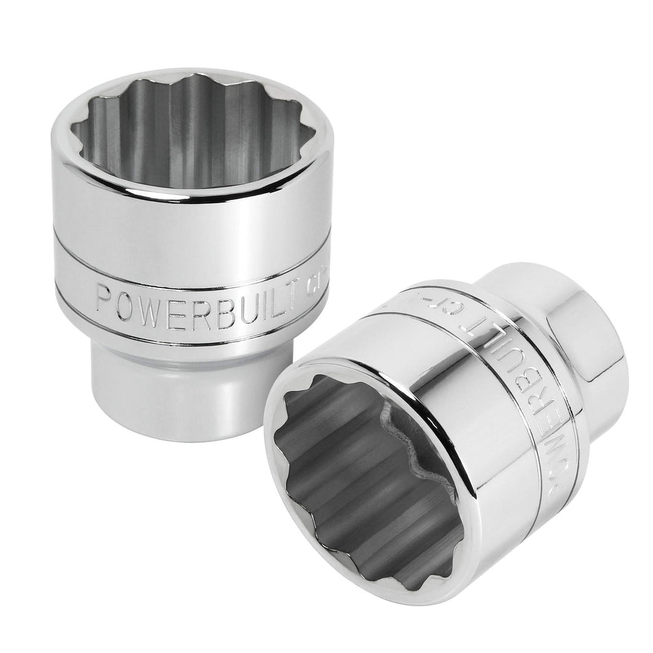 Powerbuilt 1-7/8 Inch Socket, 3/4-inch Drive, 12 Point, Thin Wall Hex Strong Grip Design, Size Markings - 643216, Silver