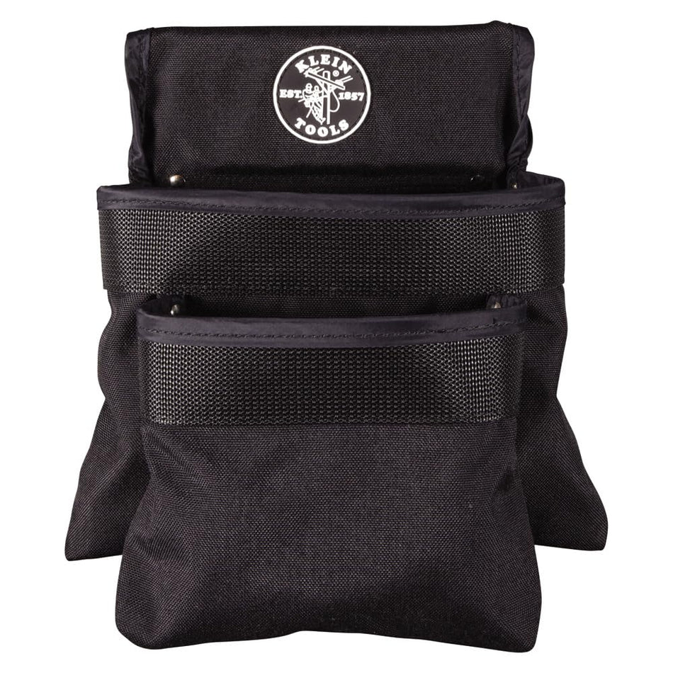 Klein Tools 5702 Tool Pouch, PowerLine Series Utility Pouch Fits Tool Belts up to 2.5-Inch, Strong Rivet Reinforced Stitching, 2-Pocket