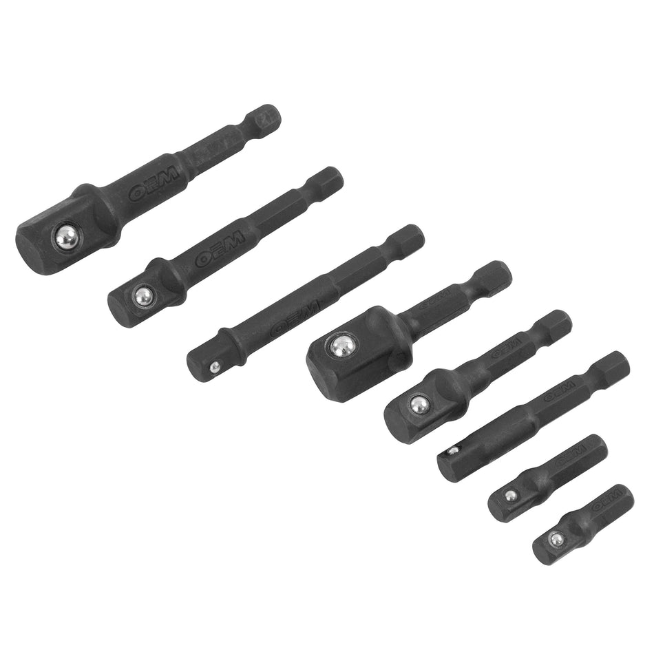 OEMTOOLS 25244 Impact Socket Adapter Set (8 Piece), Socket Adapter for Drill, Drill Adapter for Impact Driver, 1/4 to 1/2 Socket Adapter, 1/4 to 3/8 Socket Adapter
