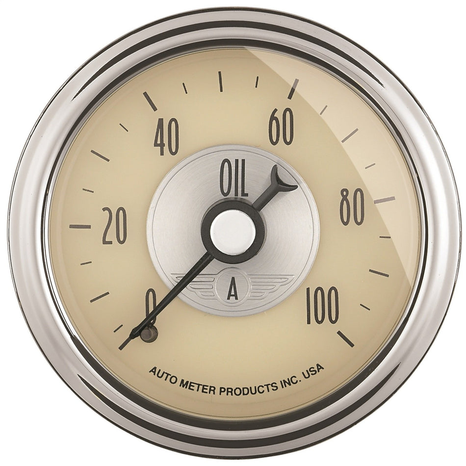 Auto Meter 2021 Prestige Antique Ivory 2-1/16 0-100 PSI Mechanical Oil Pressure Gauge