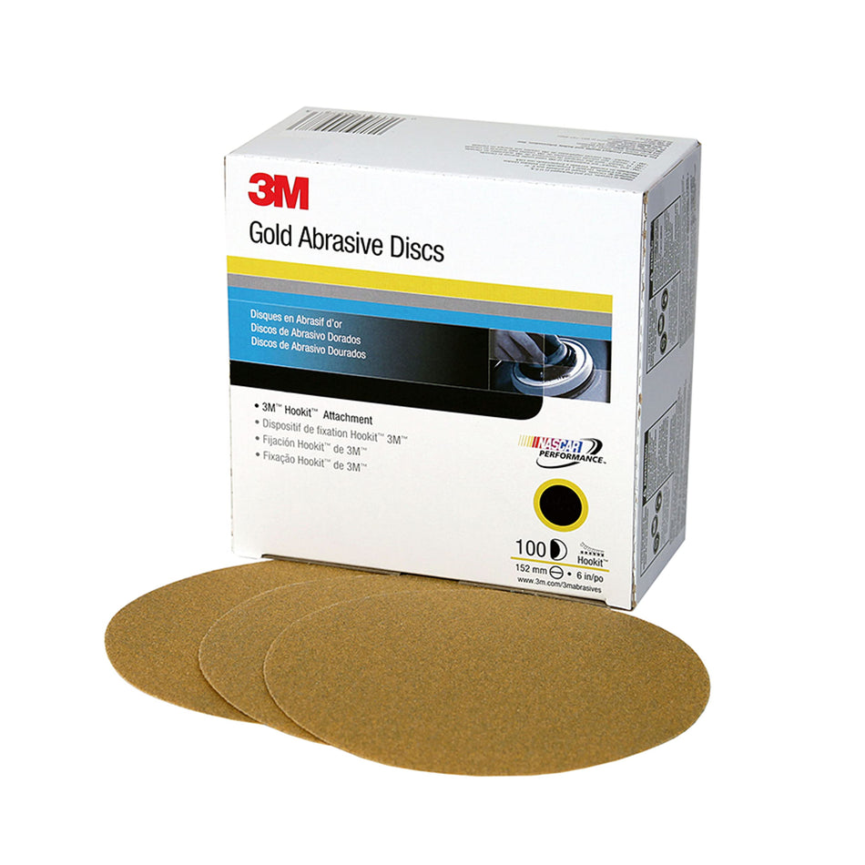 3M Hookit Gold Disc 236U, 00981, 6 in, P120 Grade, 100 Discs, Automotive Abrasive Discs