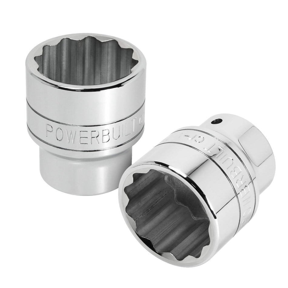 Powerbuilt 55mm Socket, 3/4-inch Drive, 12 Point, Thin Wall Hex Strong Grip Design, Size Markings - 643214