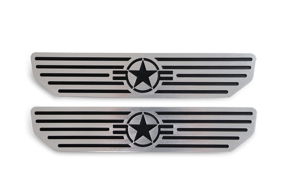 DV8 Offroad Door Sill Plates for 2018-2022 Wrangler JL and 2020-2022 Gladiator JT  4-Door Models  Rear Pair  Embossed with Since 1941  Billet Aluminum Construction