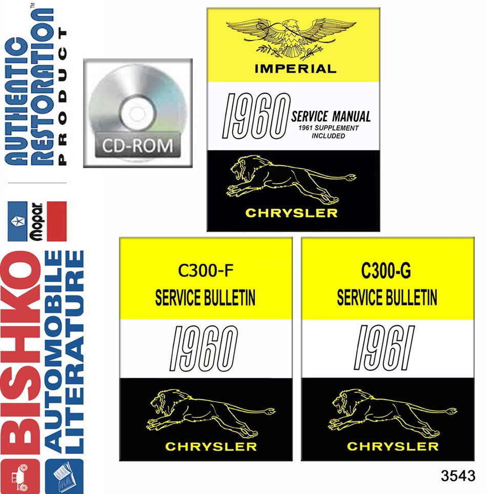 Bishko Automotive Literature 1960 1961 Chrysler 300 T C Windsor Shop Service Repair Manual Cd Engine