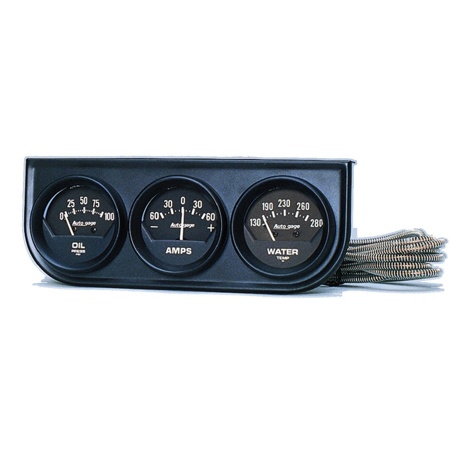 AUTO METER 2347 Autogage Black Console Oil/Amp/Water Gauge 2.3125 in.