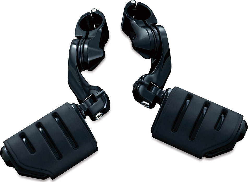 Kuryakyn 7583 Motorcycle Foot Controls: Tour-Tech Short Arm Cruise Mounts with Trident Dually Pegs for 1-1/4 Engine Guards/Tubing, Gloss Black, 1 Pair