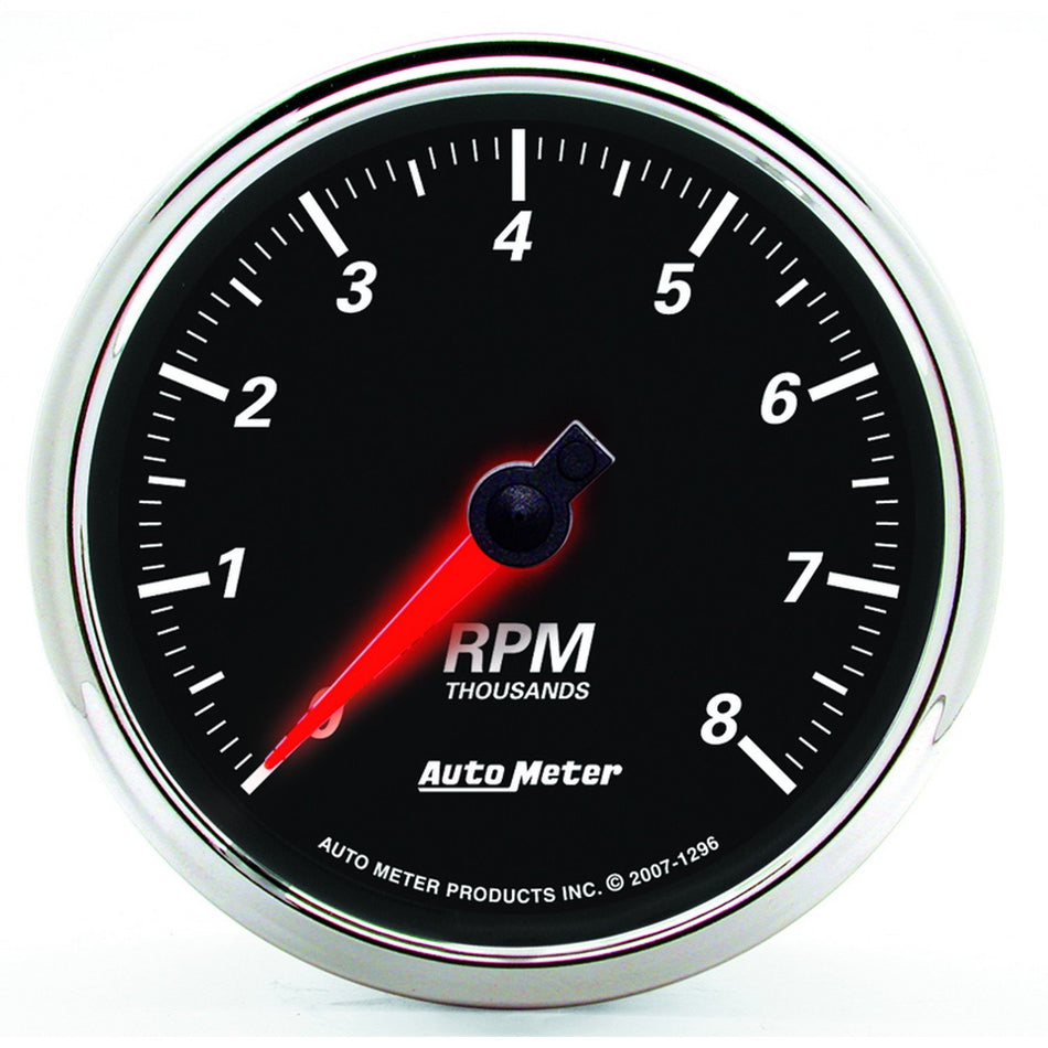 Auto Meter 1296 Designer Black II 3-3/8 8000 RPM In-Dash Tachometer Gauge