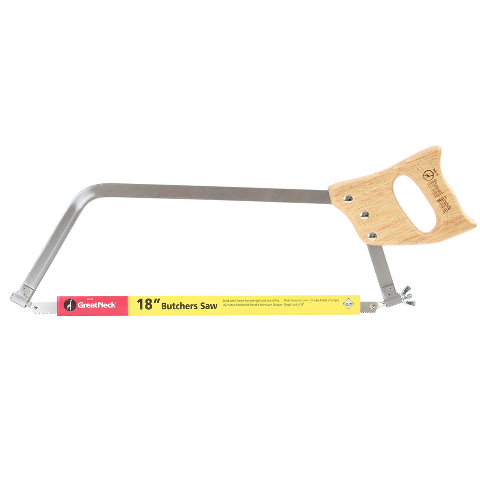 GreatNeck BUS18 Butcher Saw, 18 Inch | Meat Processing Saw ��������� Cut Through Bone & Meat | Great for Home Use & Processing Game & Livestock | High Carbon Steel Blade & Cold Rolled Steel Frame