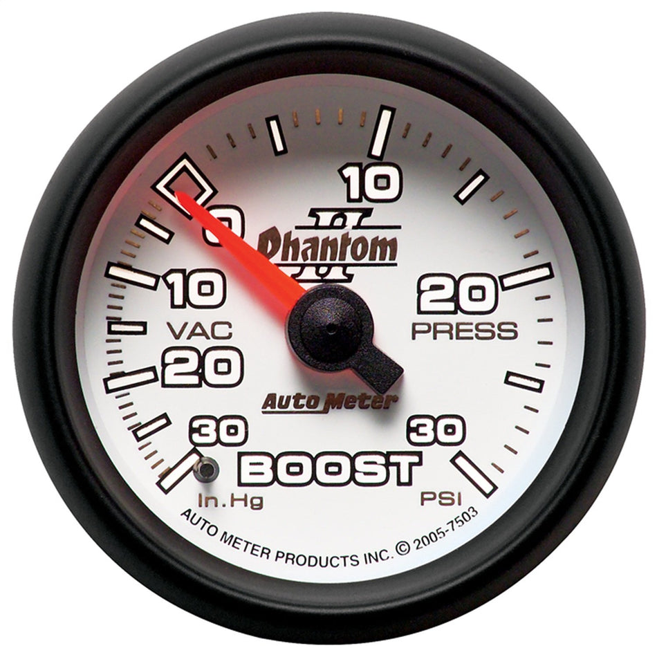 Auto Meter 7503 Phantom II 2-1/16 30 in. Hg/30 PSI Mechanical Vacuum/Boost Gauge
