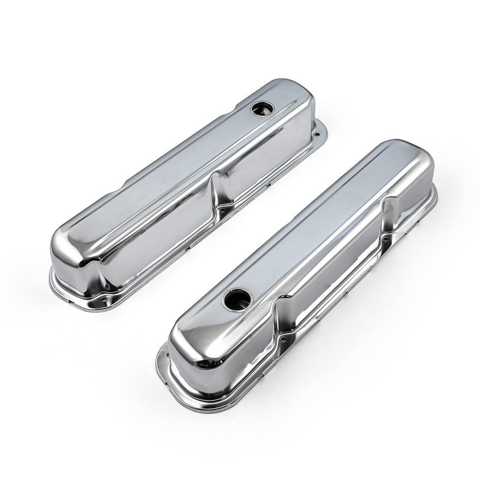 Speedmaster PCE314.1046 Fits Mopar Chrysler SB 318 340 360 Chrome Steel Valve Covers 3 1/4 Tall Baffled Hole