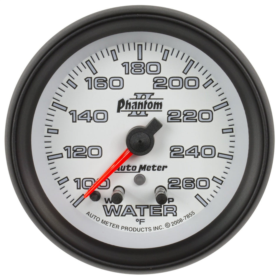 Auto Meter 7855 Phantom I 2-5/8 100-260 Degree F Full Sweep Electric Water Temperature Gauge with Peak Memory and Warning