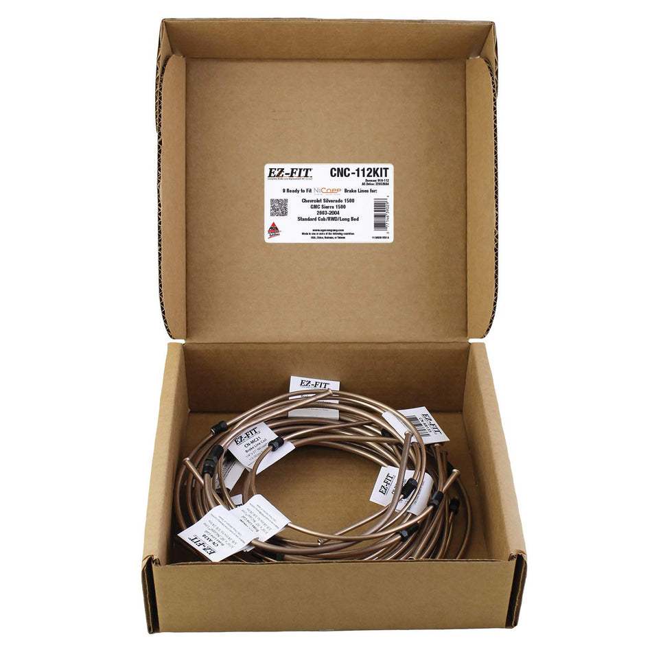 EZ-Fit NiCopp Complete Brake Line Kit, Silverado 1500 Sierra 1500 2003-2004 Std/RWD/Long, CNC-112KIT
