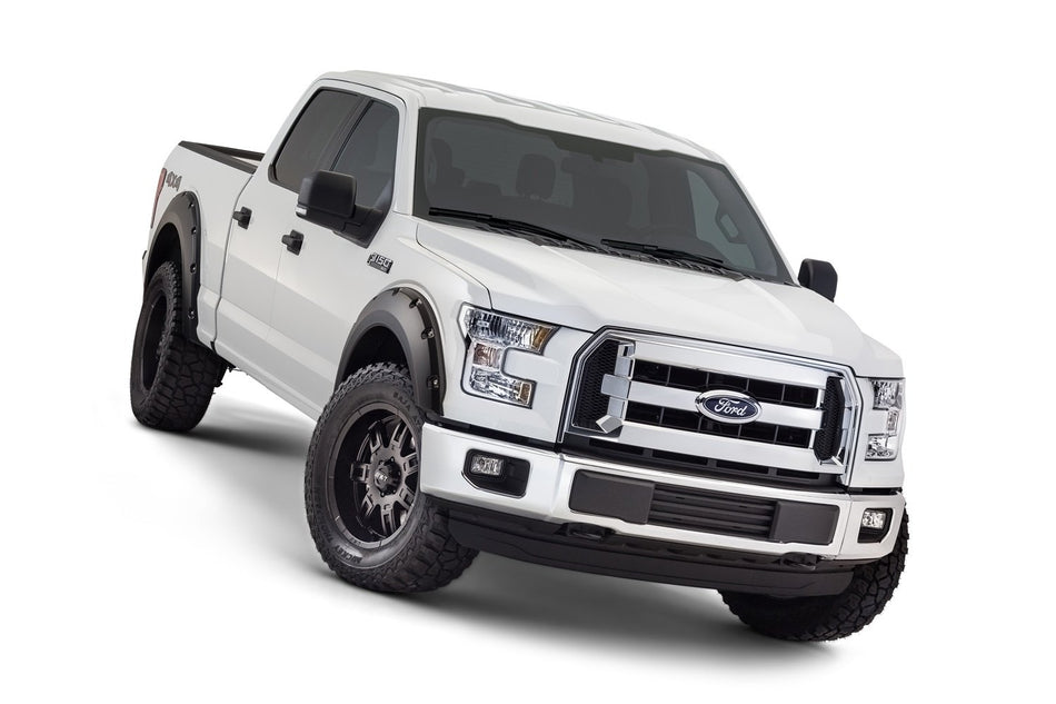 Bushwacker Pocket/Rivet Style Front & Rear Fender Flares | 4-Piece Set, Black, Smooth Finish | 20935-02 | Fits 2015-2017 Ford F-150 Styleside (Excludes Models with Tech Package)