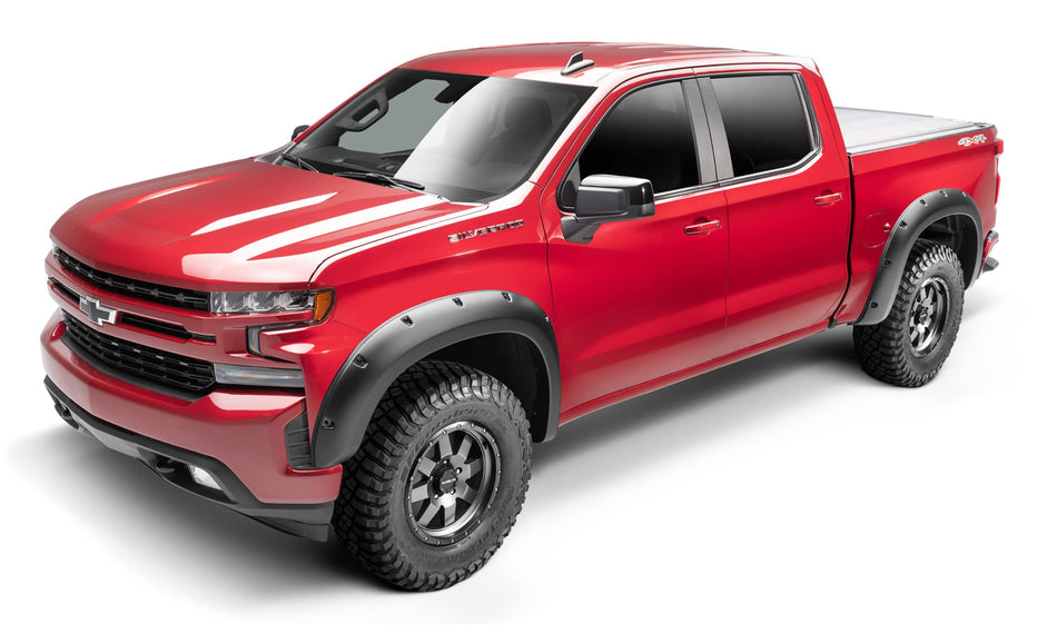 Bushwacker Forge Pocket/Rivet Style Front & Rear Fender Flares | 4-Piece Set, Black, Textured Finish | 48113-08 | Fits 2014-2015 Chevrolet Silverado 1500 w/ 6' or 8' Bed