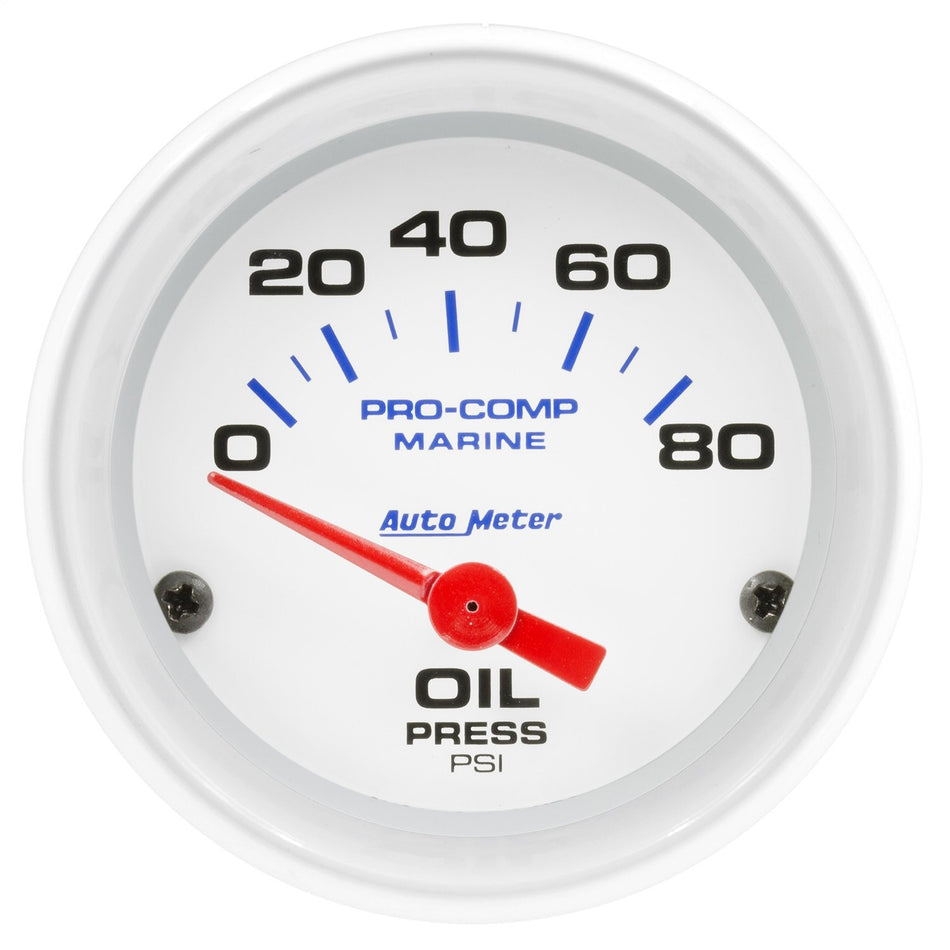 AutoMeter Gauge, Oil Pressure, 2 1/16, 80Psi, Electric, Marine White (200744),Multi