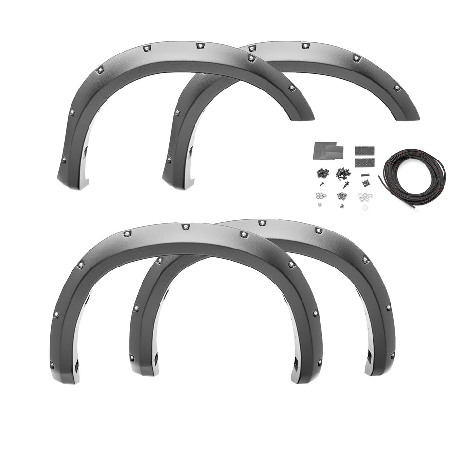 Bushwacker Pocket/Rivet Style Color-Matched Front & Rear Fender Flares | 4-Piece Set, Magnetic, Smooth Finish | 20935-6A | Fits 2016-2017 Ford F-150 Styleside (Excludes Models with Tech Package)