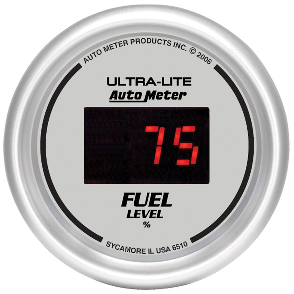 Auto Meter 6510 Ultra-Lite Digital 2-1/16 0-280 ohm Digital Fuel Level Programmable Empty - Full Range Gauge