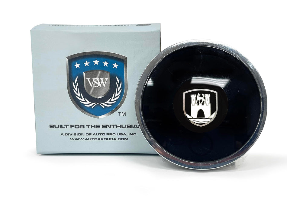 VSW S6 Deluxe Horn Button Compatible with 6 Bolt Steering Wheel, Castle Emblem, STE1041DLX