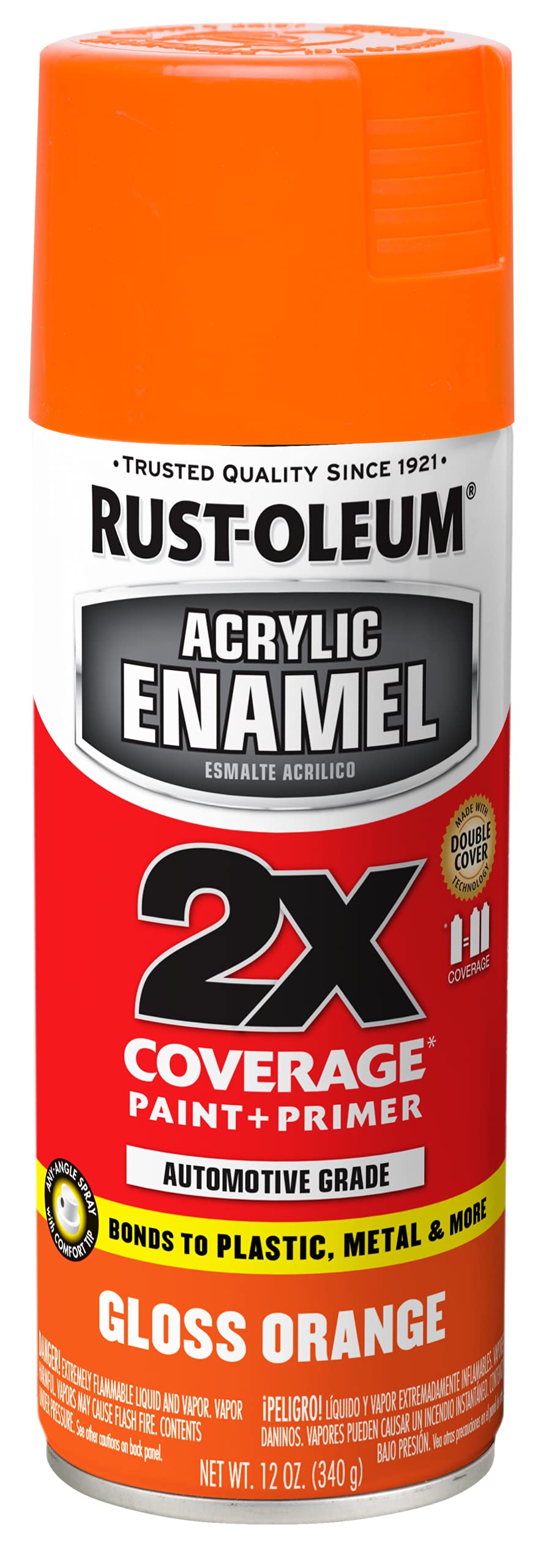 Rust-Oleum 271921 Acrylic Enamel 2X Spray Paint, 12 oz, Gloss Orange, 128 Fl Oz (Pack of 1)