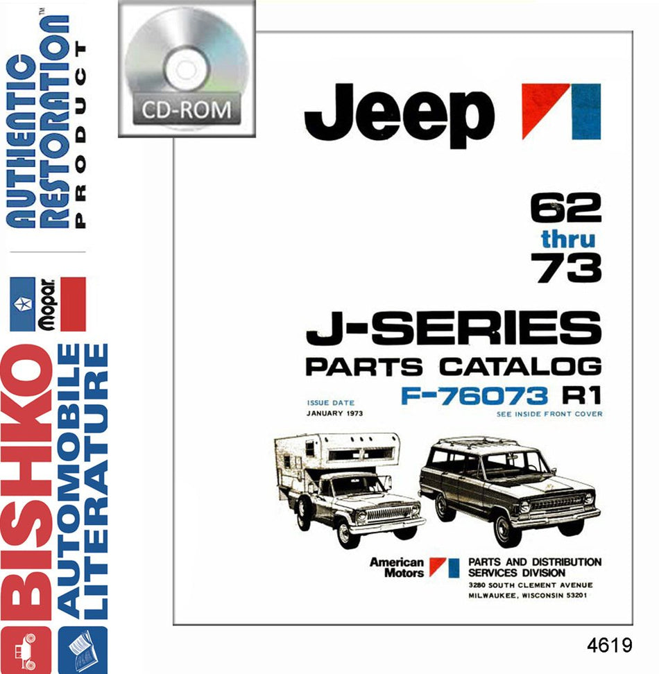 bishko automotive literature 1962 1970 1971 1972 1973 Jeep J Series Parts Numbers Book List CD Interchange