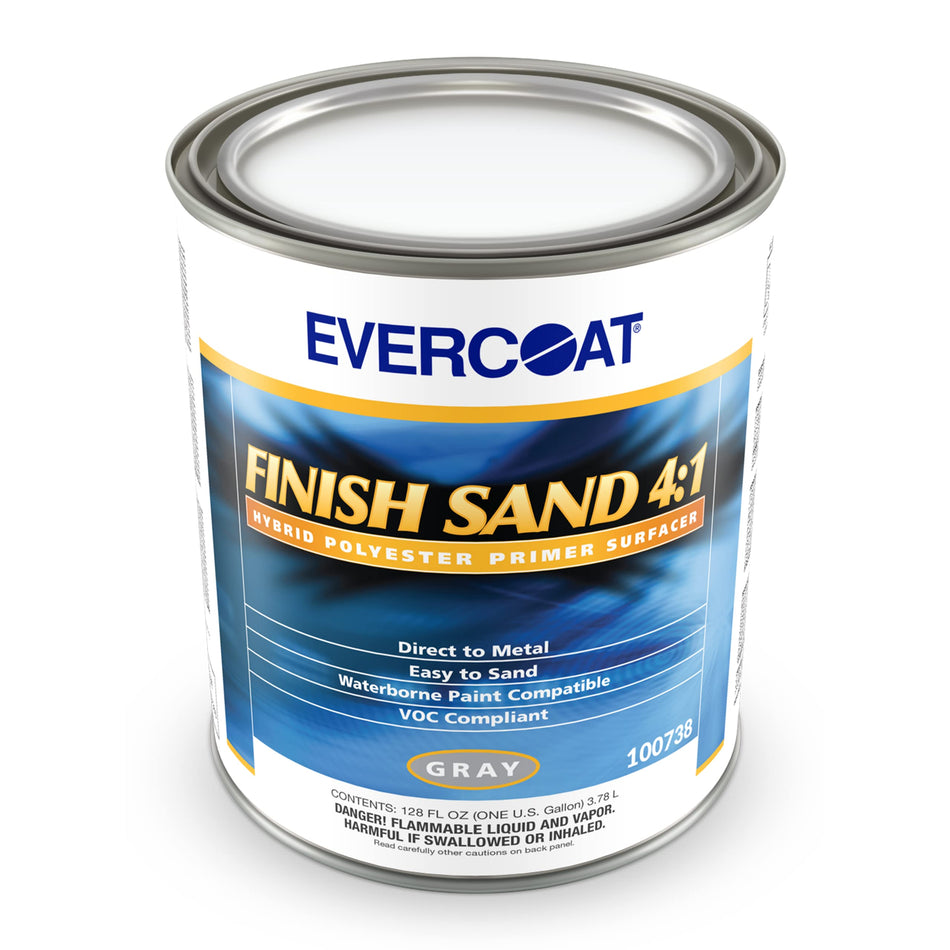 Evercoat Finish Sand 4:1 Hybrid Polyester Primer Surfacer for Fiberglass, Metal & More - 128 Fl Oz