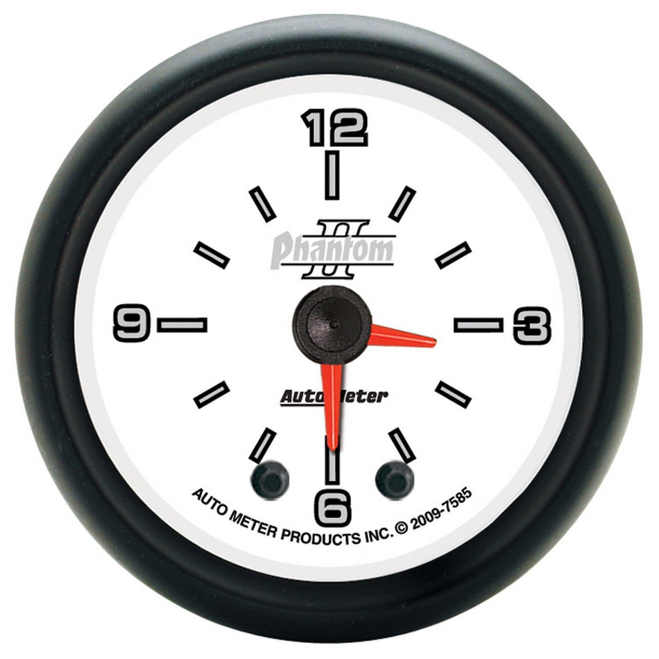 Auto Meter 7585 Phantom II 2 Analog Illuminated Clock Gauge