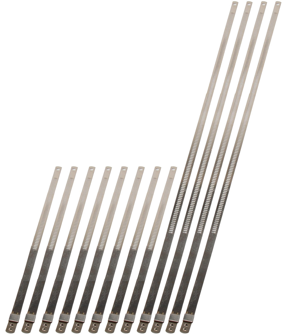 Design Engineering 010216 Stainless Steel Positive Locking Ties for High Heat Applications, (8) 12mm x 9 & (4) 7mm x 20 (Pack of 12)