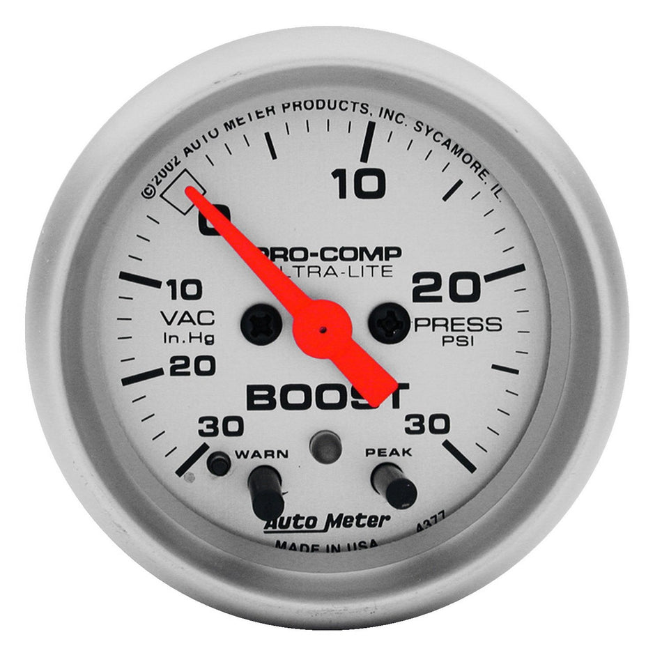 Auto Meter 4376 Ultra-Lite Electric Boost/Vacuum Gauge,2.3125 in.
