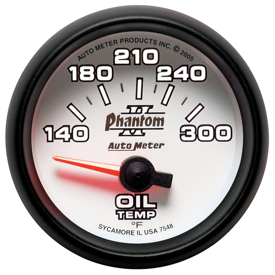 Auto Meter 7548 Phantom II 2-1/16 140-300 F Short Sweep Electric Oil Temperature Gauge