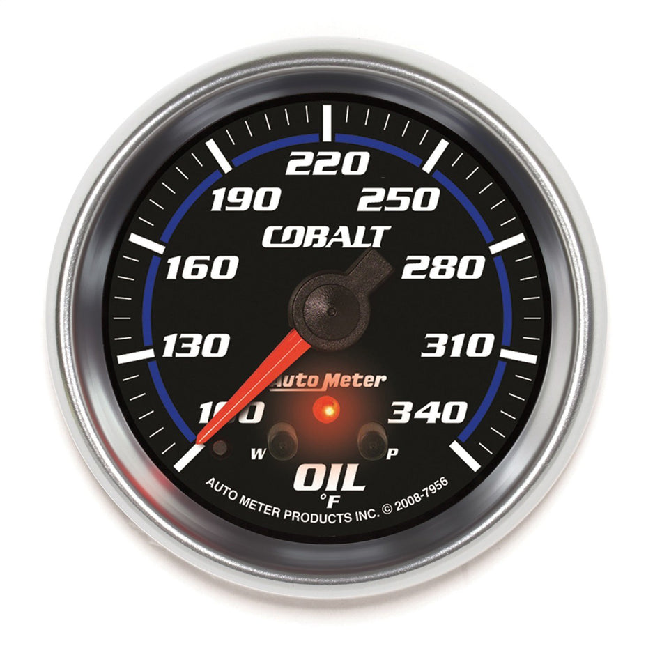 Auto Meter 7956 Cobalt 2-5/8 100-340 Degree F Full Sweep Electric Oil Temperature Gauge with Peak Memory and Warning