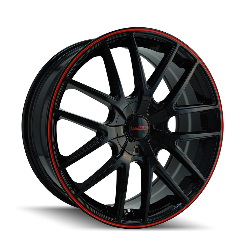 TR60 20x8.5, Bolt Pattern: 5x4.5/120, Offset: 20, BLACK/RED RING, set of 1