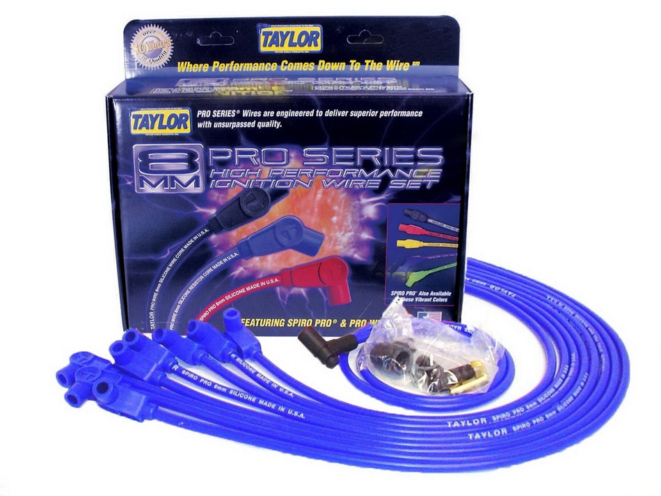 Taylor Cable 76630 Spiro-Pro Spiro-Wound Core Blue Spark Plug Wire Set
