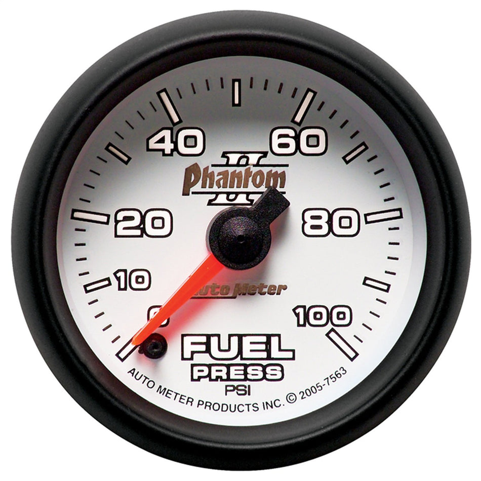 Auto Meter 7563 Phantom II Full Sweep Electric Fuel Pressure Gauge, 2-1/16 (52.4mm)