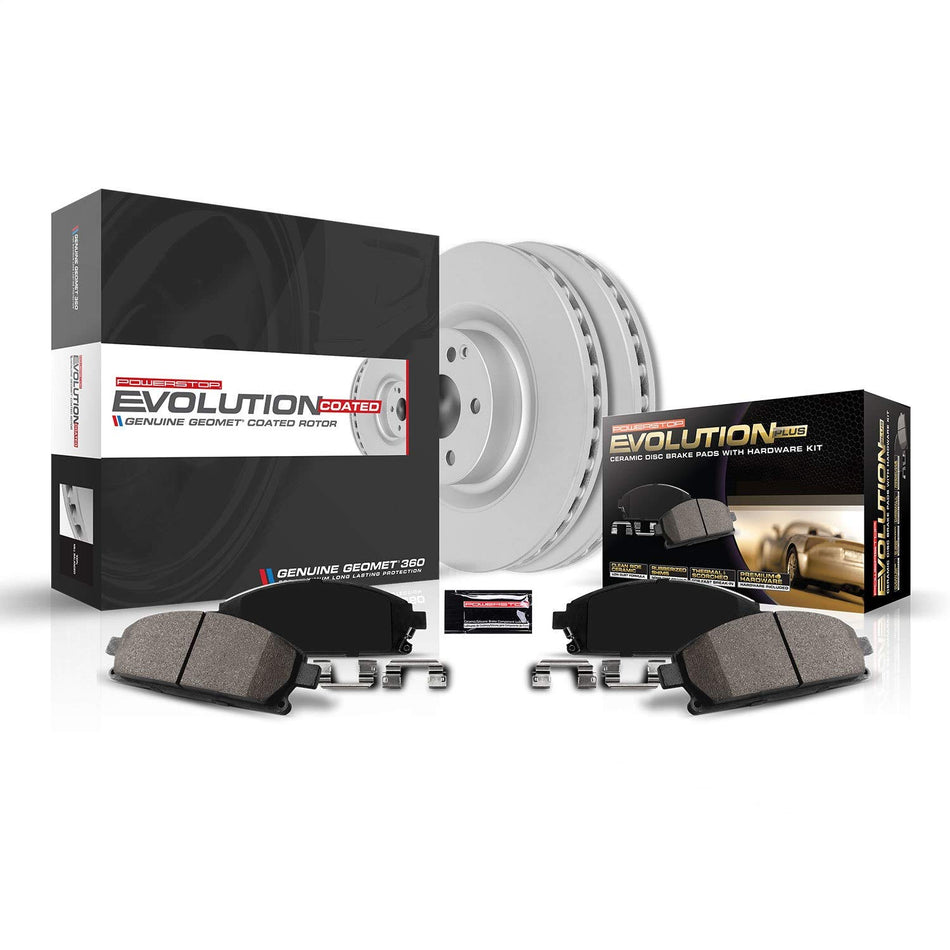 Power Stop CRK6355 Coated Brake Rotor and Ceramic Brake Pads- Front
