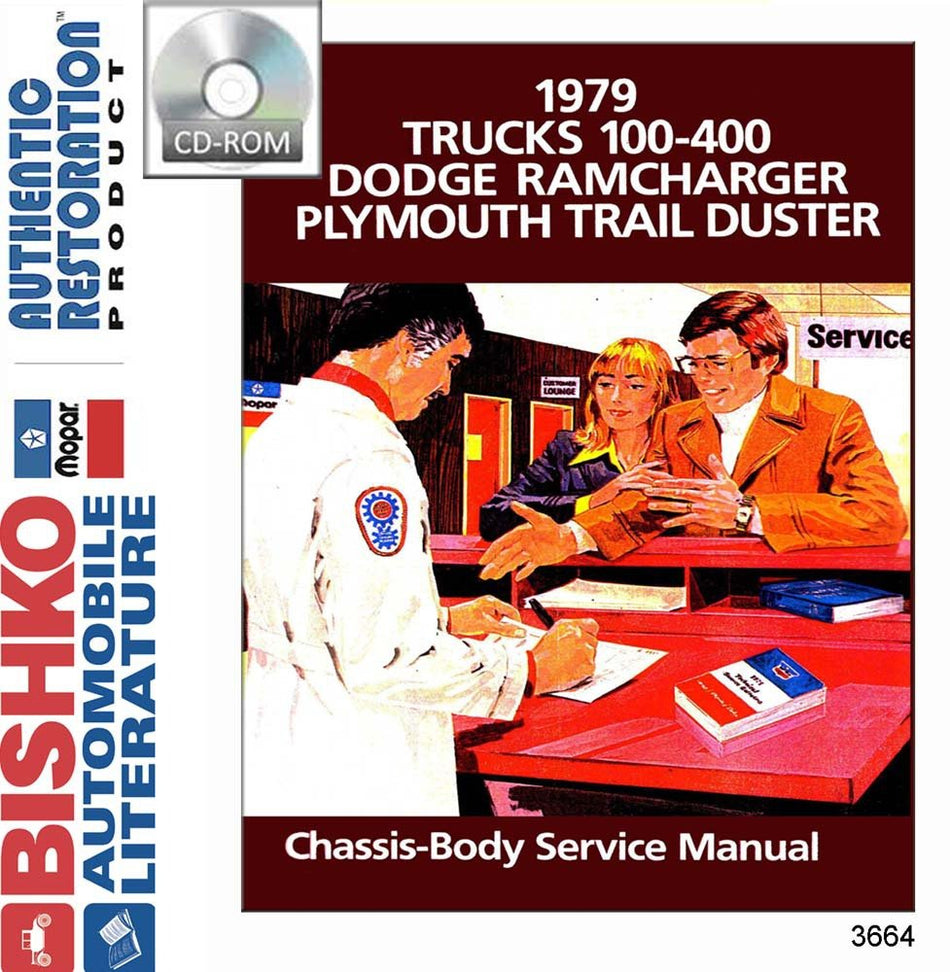 bishko automotive literature 1979 Dodge Pickup Truck & RAMCharger Shop Service Repair Manual CD Engine