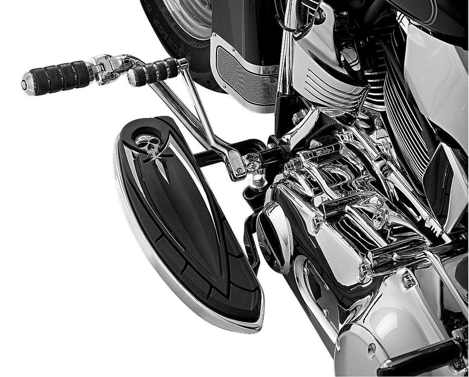 Kuryakyn 4566 Motorcycle Foot Control Component: Zombie Skull Driver Board Floorboard Covers for 1984-2019 Harley-Davidson Motorcycles, Chrome, 1 Pair