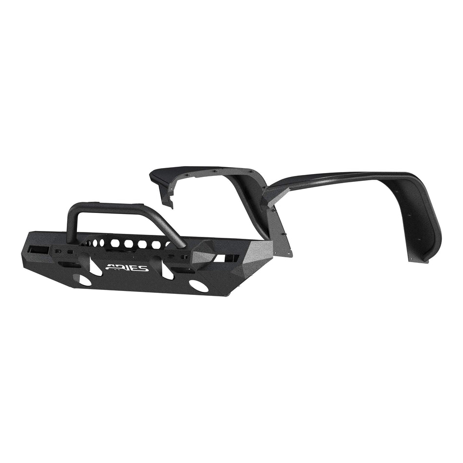 ARIES 2082096 TrailChaser Black Aluminum Front Bumper and Fender Flares, Select Jeep Wrangler JL