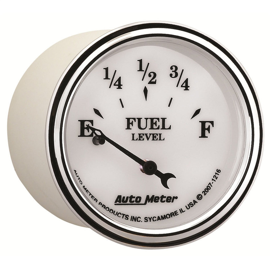 Auto Meter 1216 Old Tyme White II 2-1/16 Short Sweep Electric Fuel Level Gauge