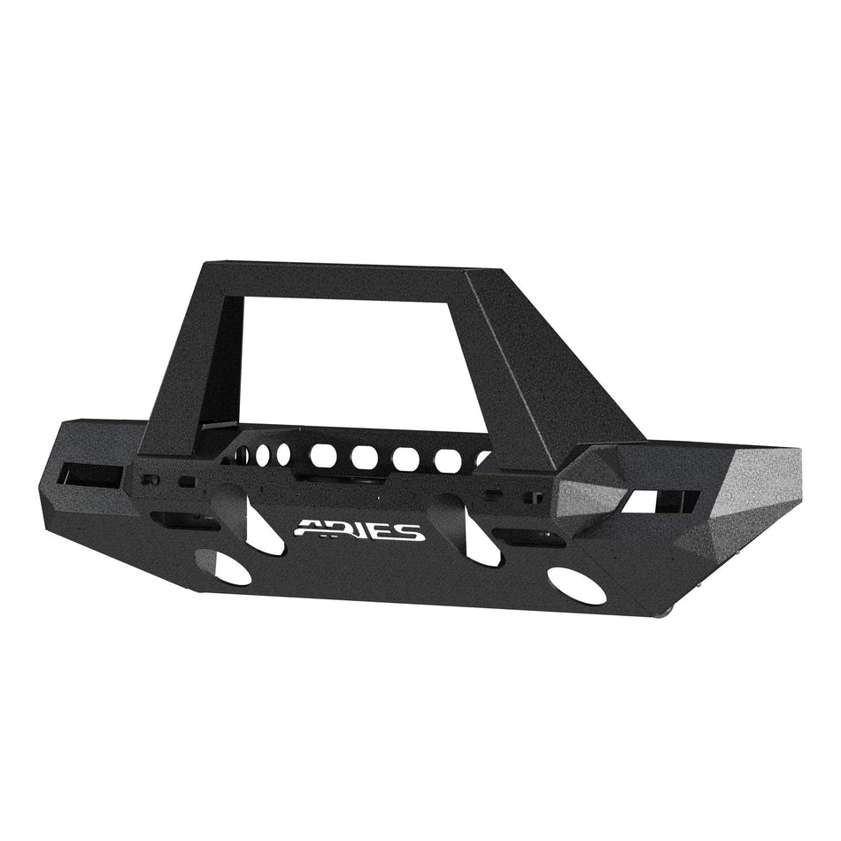 ARIES 2082099 TrailChaser Black Aluminum Front Bumper with Brush Guard and Winch Mount, Select Jeep Wrangler JL, Gladiator