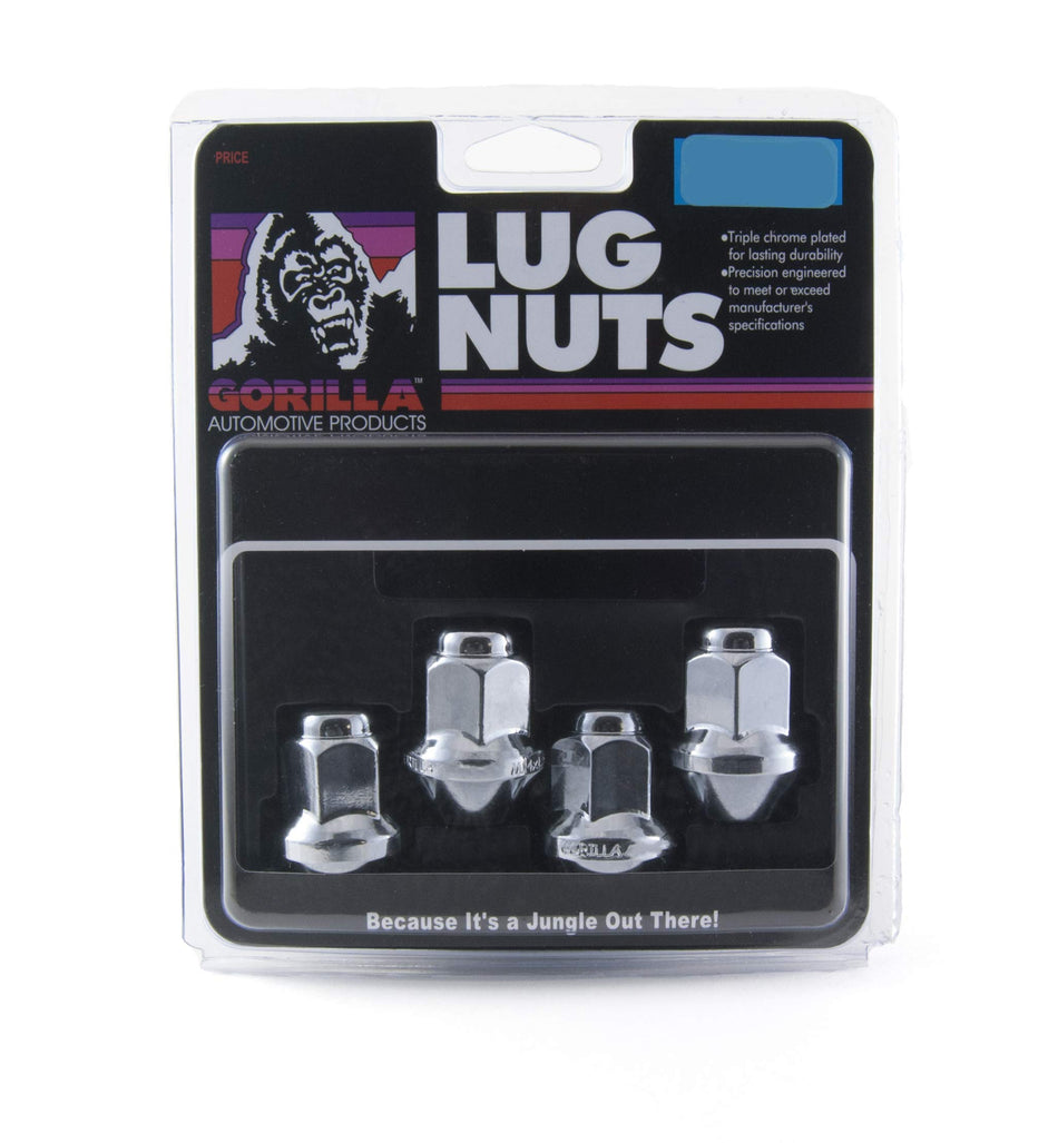 Gorilla Automotive 66197DX Factory Style Bulge Lug Nuts - Chrome u2013 7/8u201d Hex u2013 9/16u201d Thread Size - Pack of 4
