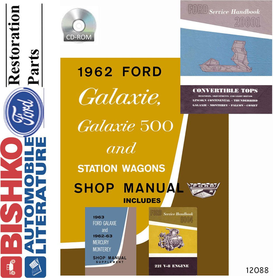 bishko automotive literature - Service Manual CD w/62-64 Convertible Tops OEM for The 1962 1963 Ford Galaxie Monterey