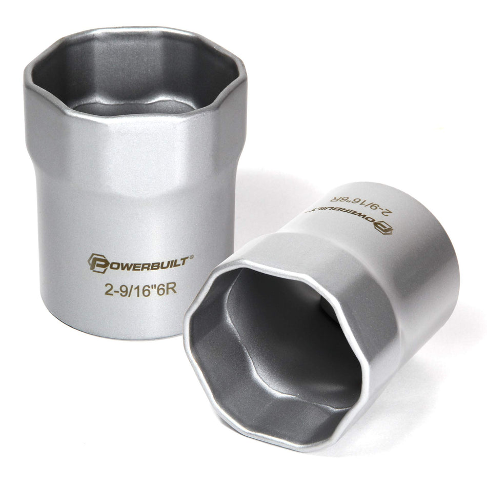 Powerbuilt 2-9/16 Inch Rounded Wheel Bearing Lock Nut Socket, 6 Point Hex, Dodge Trucks Manual Hubs - 647067