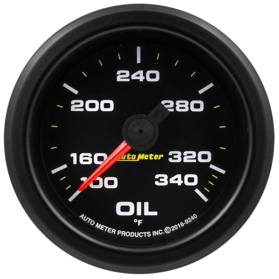 AutoMeter 9240 Gauge, Oil Temp, 2 1/16, 340u00baf, Stepper Motor W/Peak & Wrn, Extreme Environment