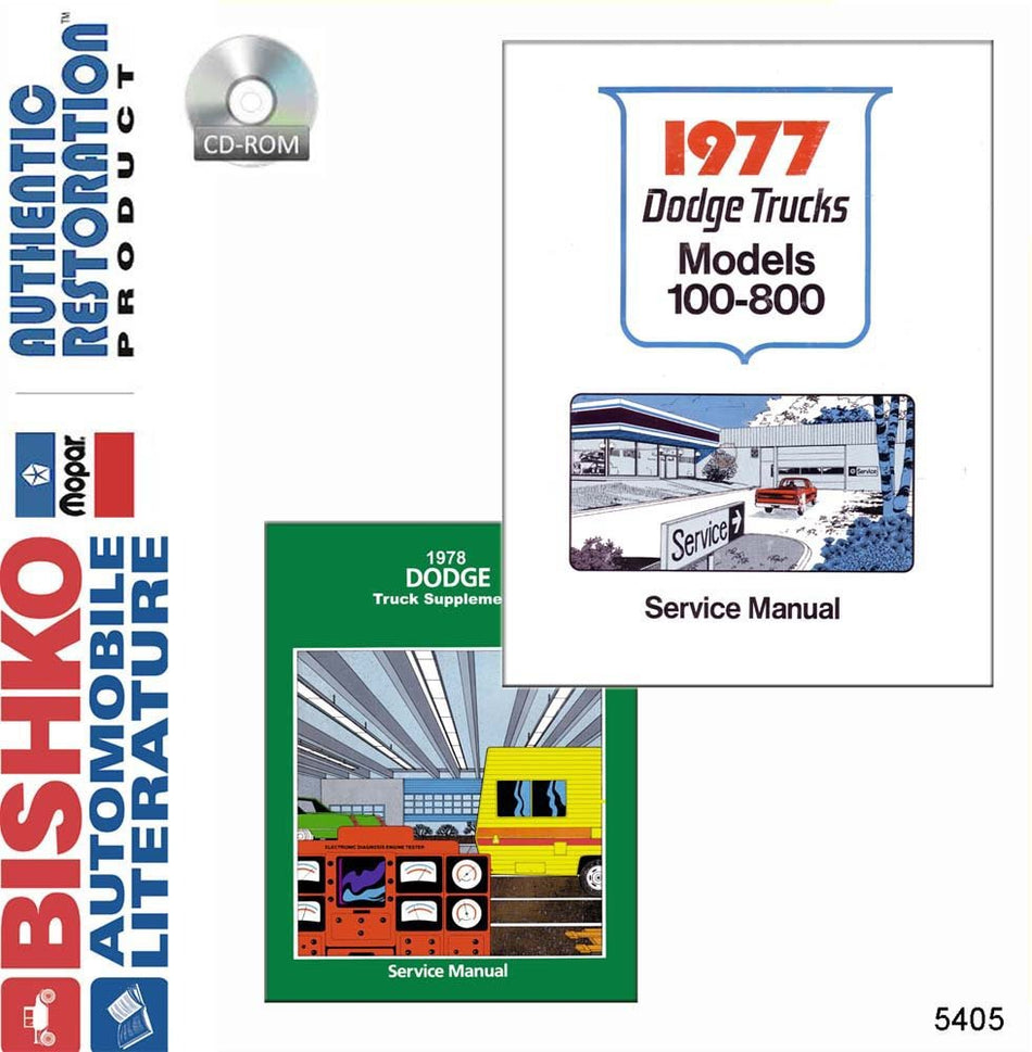 bishko automotive literature 1977 1978 Dodge D/W 100-800 Pickup Truck Shop Service Repair Manual CD Engine