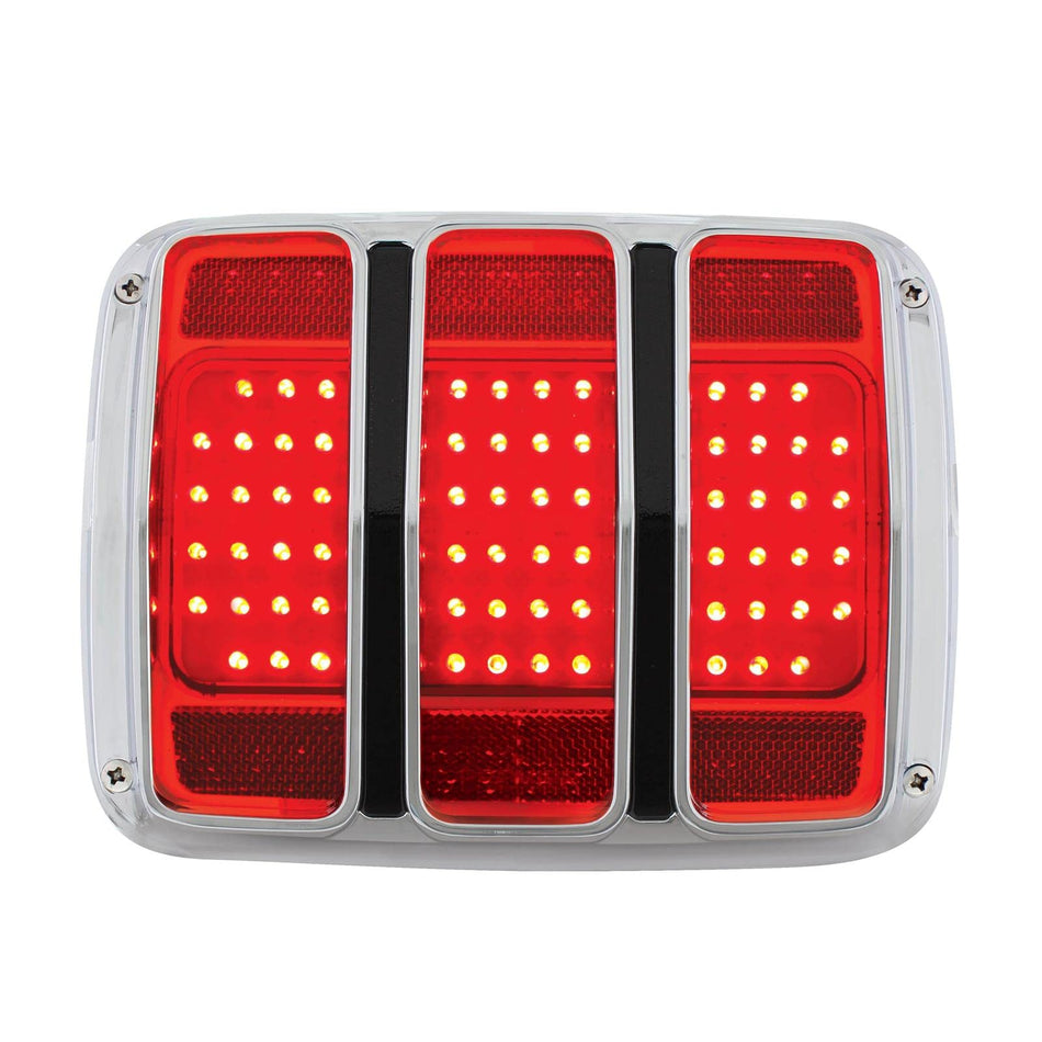 United Pacific 68 LED Tail Light W/Chrome Housing & Rim For 1964.5-66 Ford Mustang