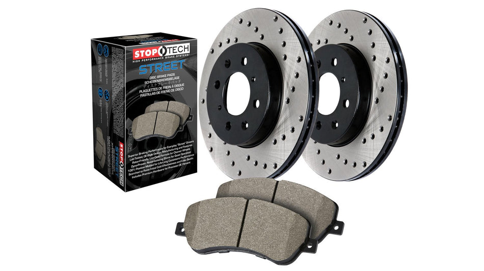 Stoptech 939.40027 Street Axle Pack Drilled, Front