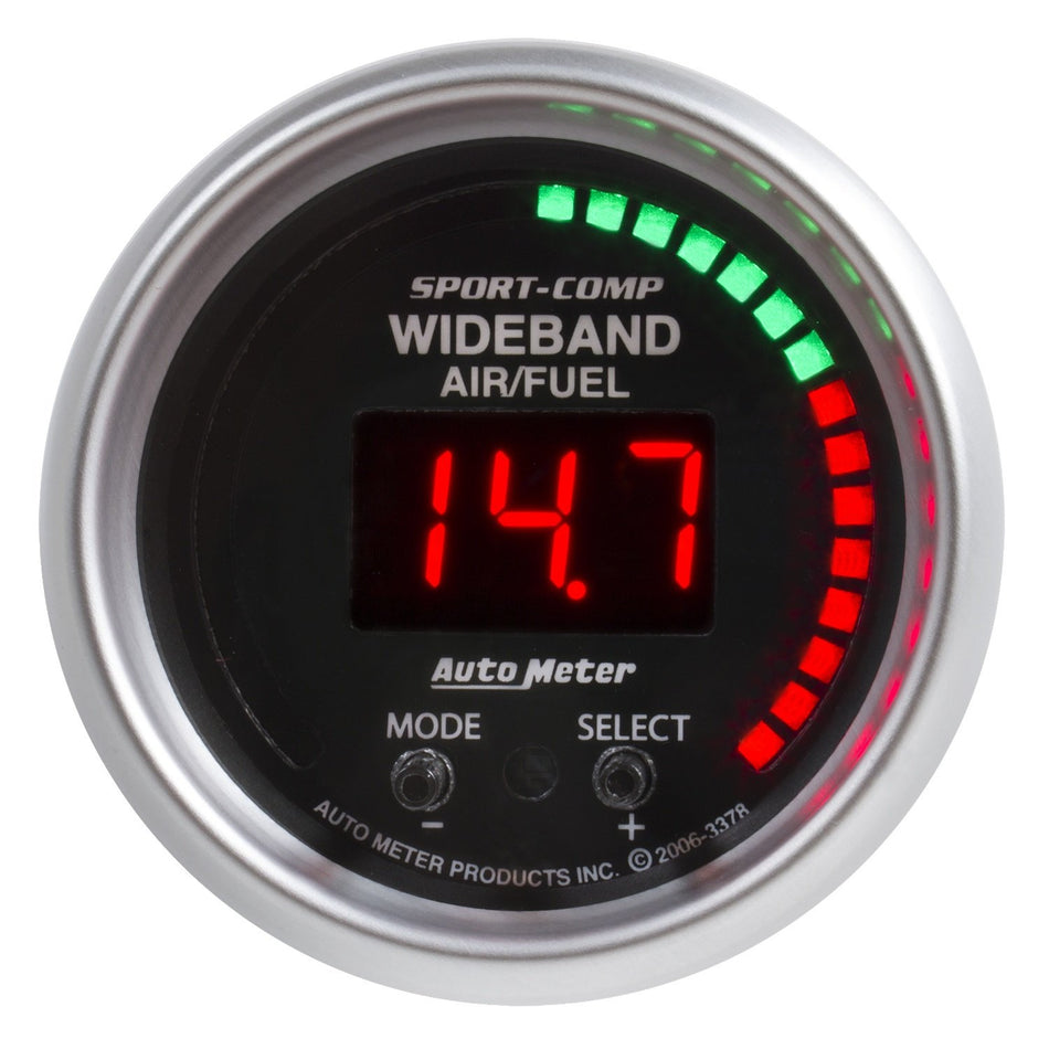 Auto Meter 3378 Sport-Comp 2-1/16 Full Sweep Electric Wideband Air/Fuel Kit with Sensor