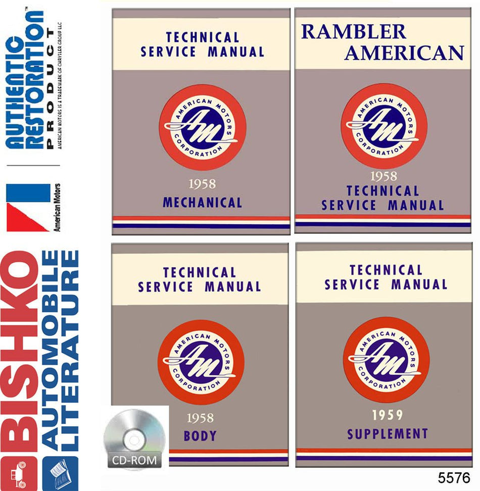 bishko automotive literature 1958 1959 AMC Rambler Rebel Classic Shop Service Repair Manual CD Engine Wiring