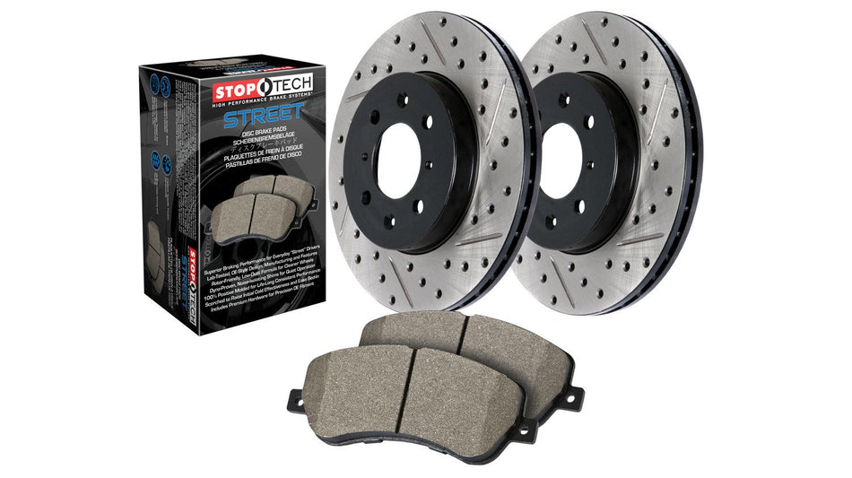 Stoptech 938.63013 Street Axle Pack Drilled & Slotted, Front