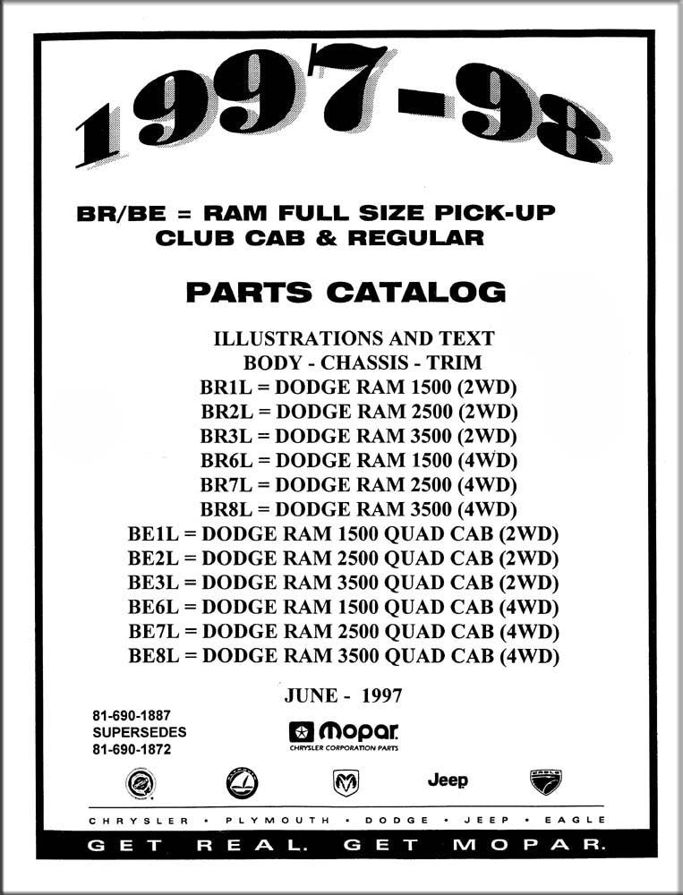 bishko automotive literature 1997 1998 Dodge Truck Parts Numbers Book List Interchange Images